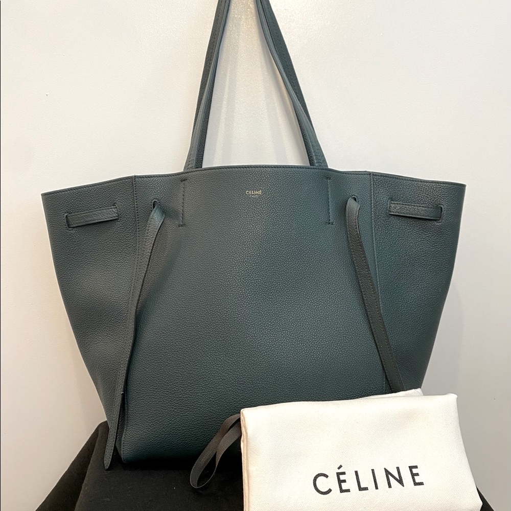 Phantom Cabas Belt Small Amazone Dark Green Calfskin Leather Tote
